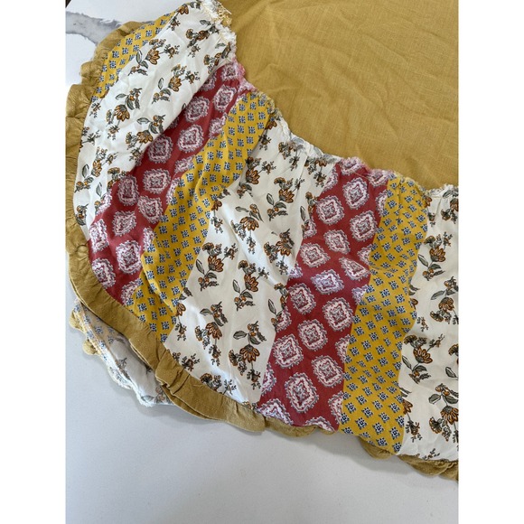 Umgee Mustard Yellow Patchwork Floral Boho Linen Blend Tank Top Small - Picture 2 of 6